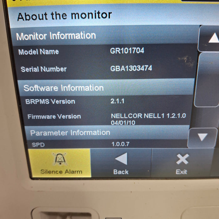 Covidien GR101704 Bedside Respiratory Patient Monitoring System