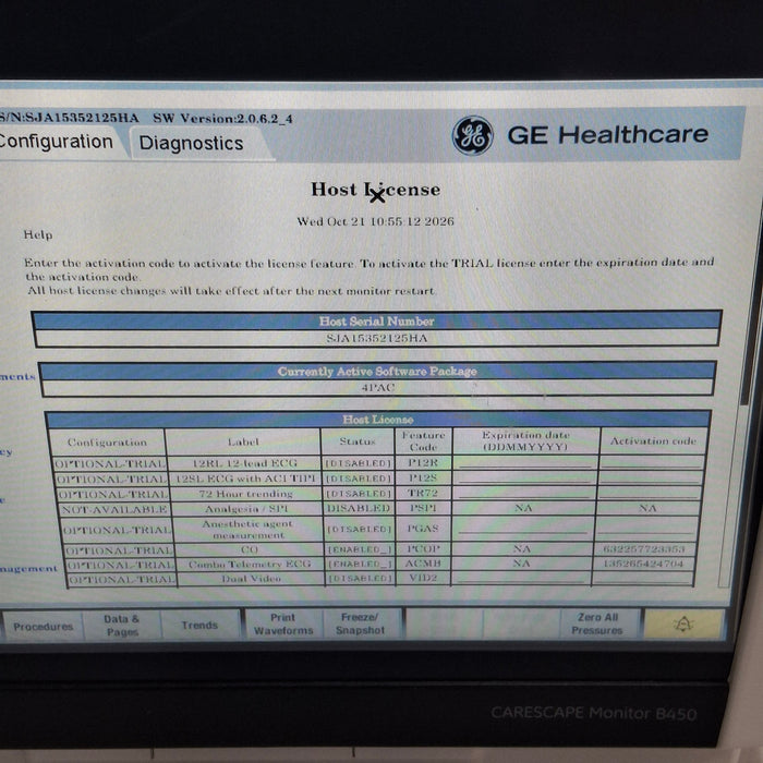 GE Healthcare Carescape B450 Post Anesthesia Care Patient Monitor