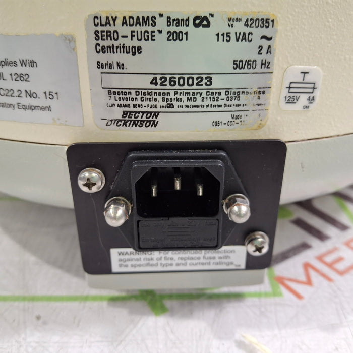 Clay Adams 420352 Sero-fuge 2002 2-Speed Centrifuge