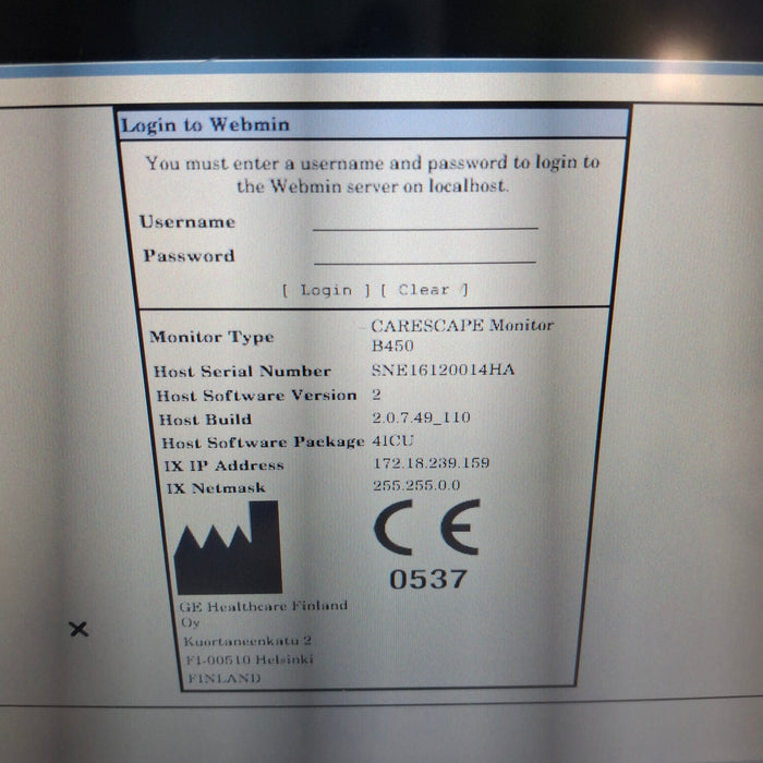 GE Healthcare Carescape B450 Critical Care Patient Monitor