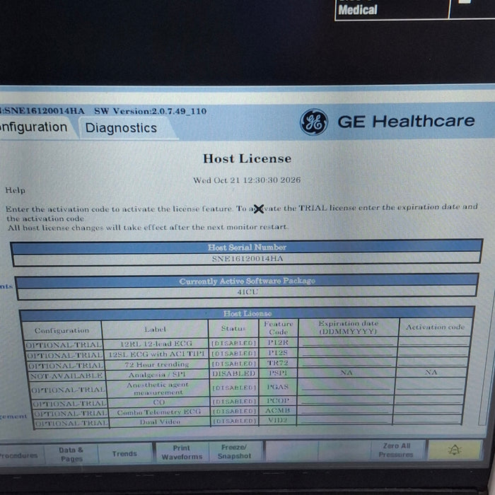 GE Healthcare Carescape B450 Critical Care Patient Monitor