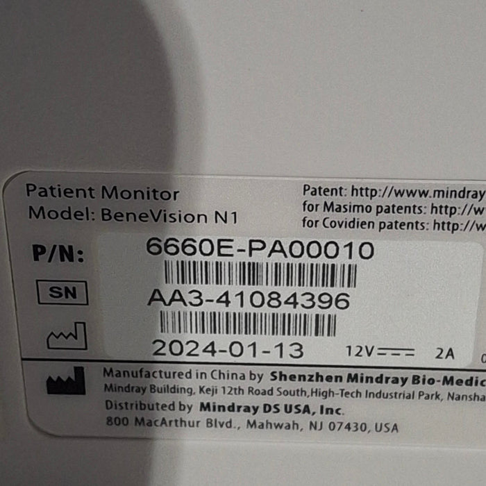 Mindray Benevision N1 Nellcor Transport Monitor