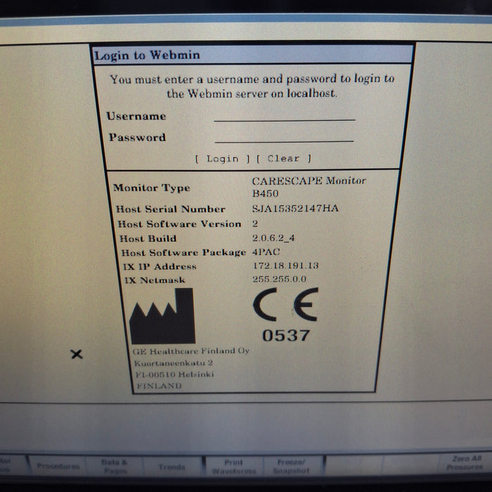 GE Healthcare Carescape B450 Post Anesthesia Care Patient Monitor