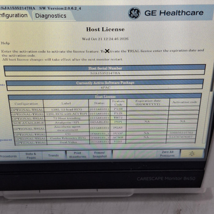 GE Healthcare Carescape B450 Post Anesthesia Care Patient Monitor