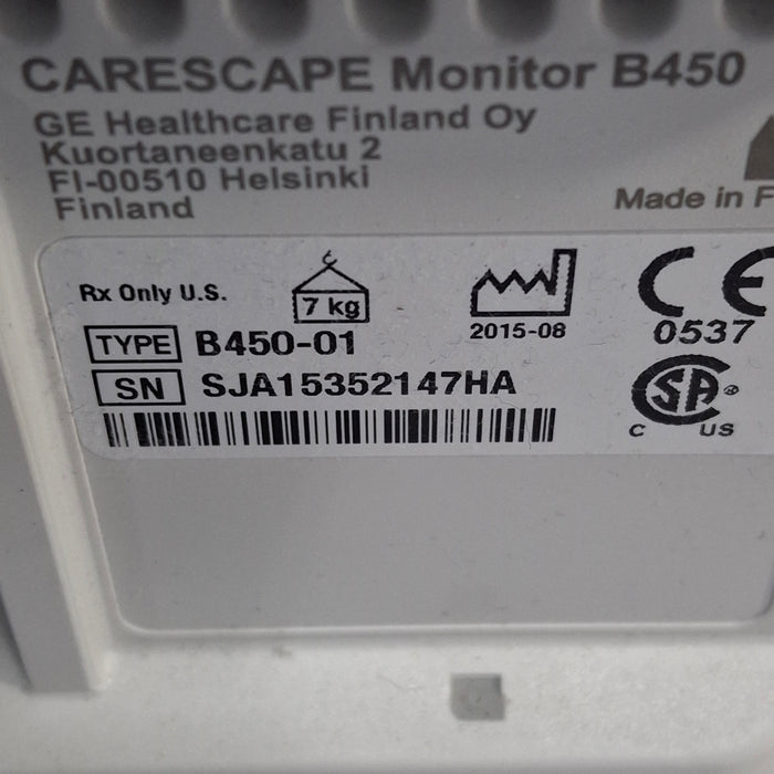 GE Healthcare Carescape B450 Post Anesthesia Care Patient Monitor