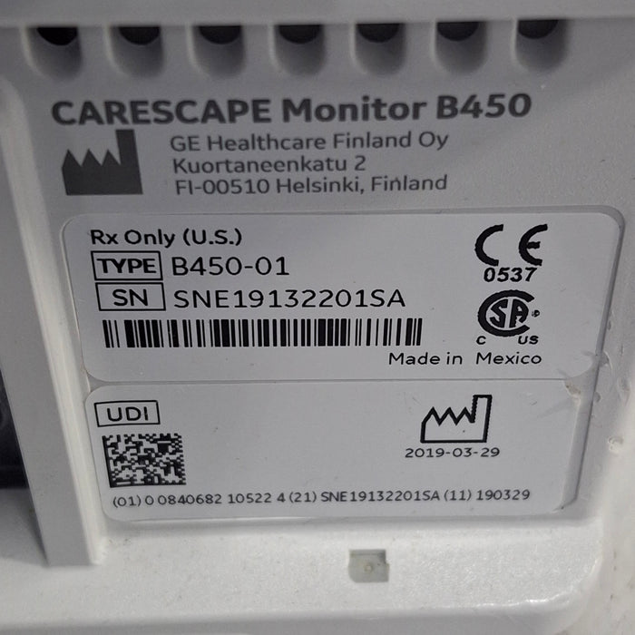 GE Healthcare Carescape B450 Critical Care Patient Monitor