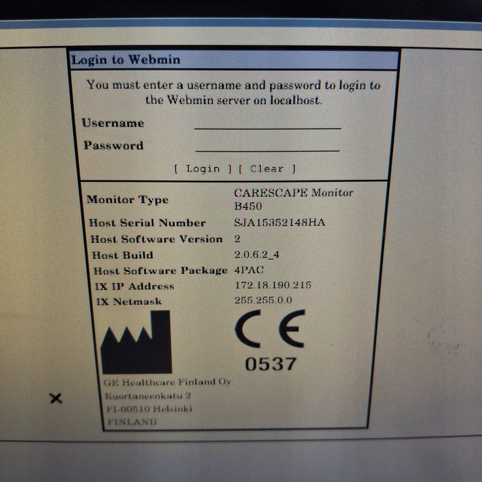GE Healthcare Carescape B450 Critical Care Patient Monitor