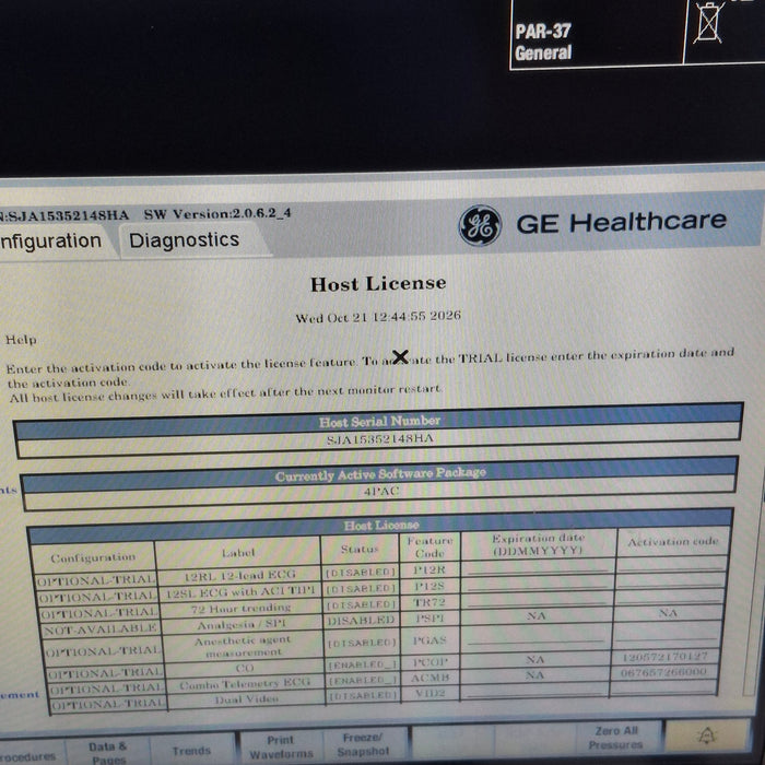 GE Healthcare Carescape B450 Critical Care Patient Monitor