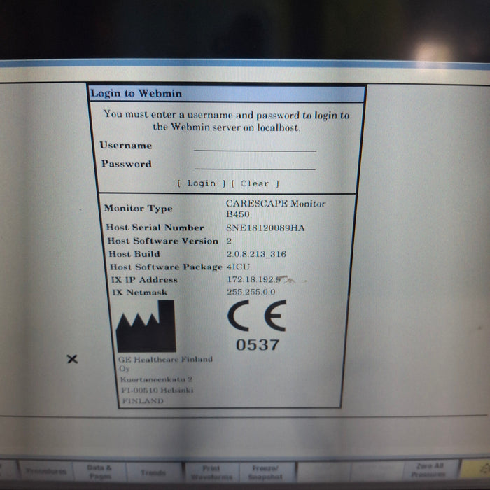 GE Healthcare Carescape B450 Critical Care Patient Monitor