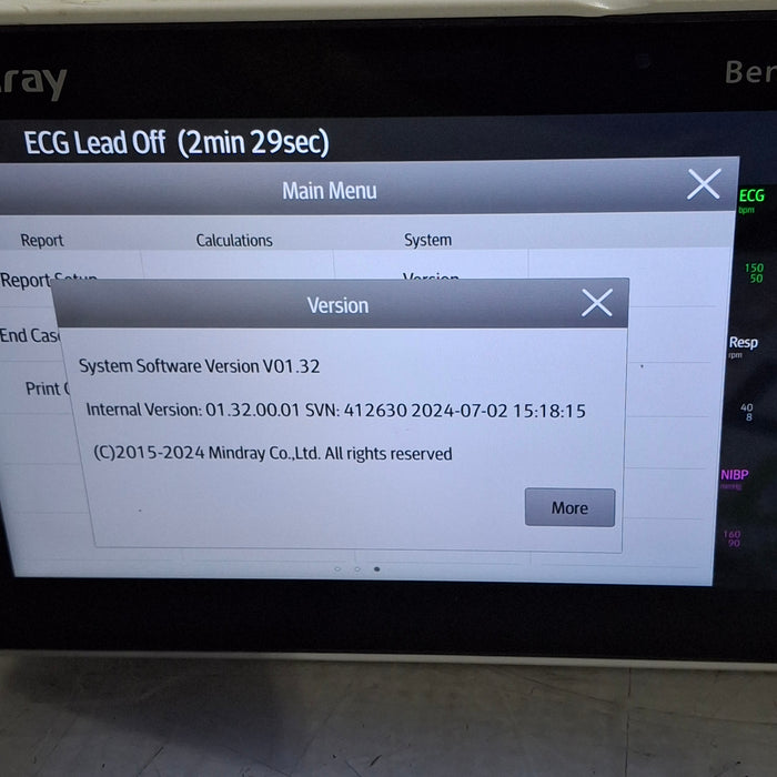 Mindray Benevision N1 Nellcor Transport Monitor