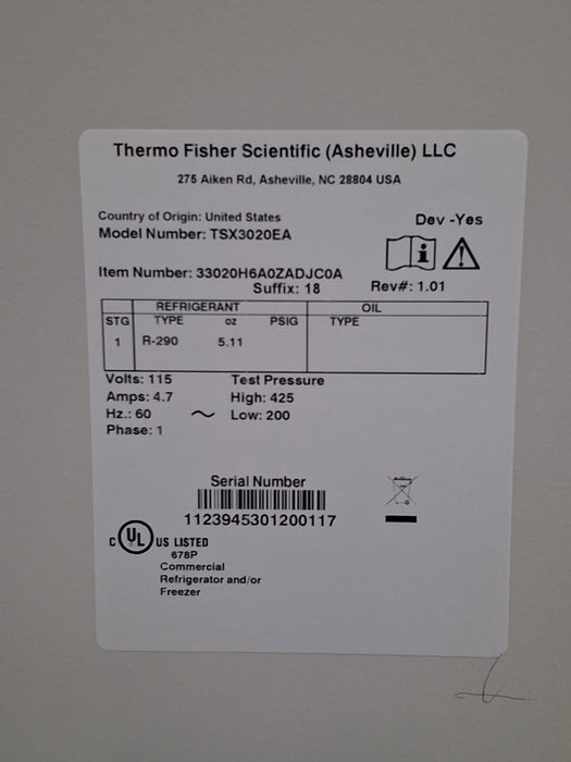 Thermo Scientific TSX3020EA High-Performance Enzyme Freezer