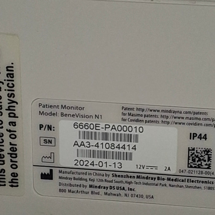 Mindray Benevision N1 Nellcor Transport Monitor