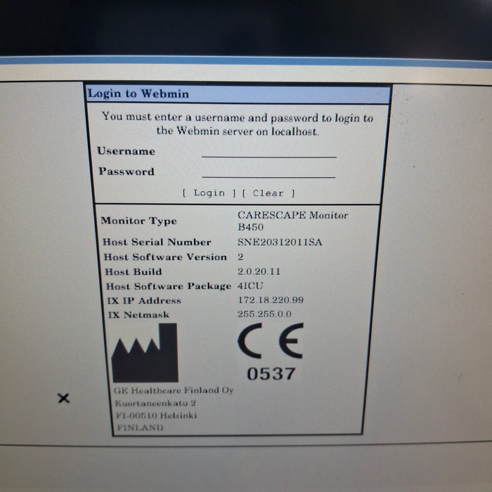 GE Healthcare Carescape B450 Critical Care Patient Monitor