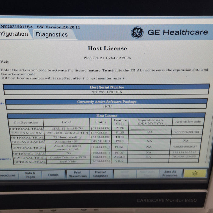 GE Healthcare Carescape B450 Critical Care Patient Monitor