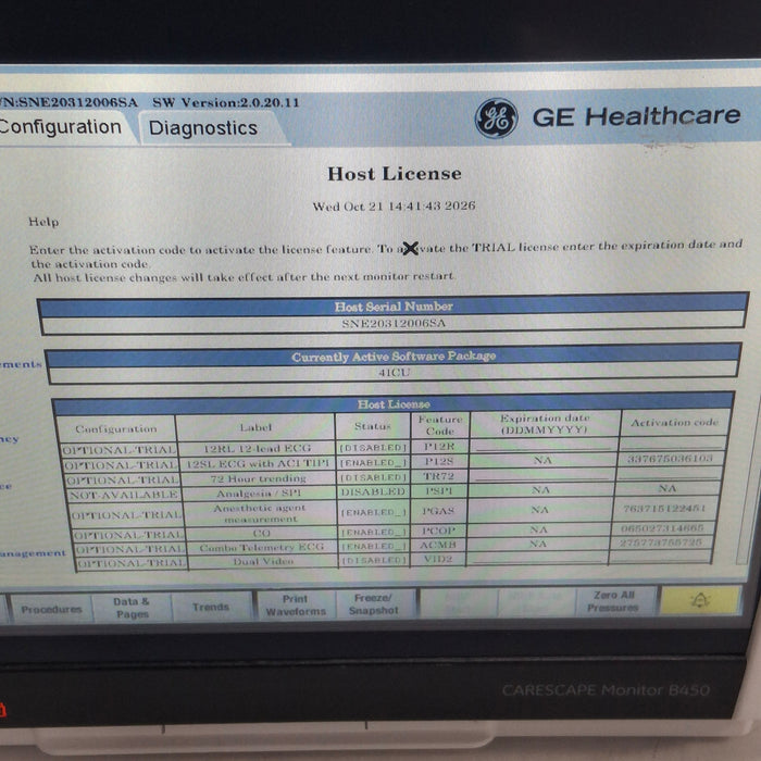 GE Healthcare Carescape B450 Critical Care Patient Monitor