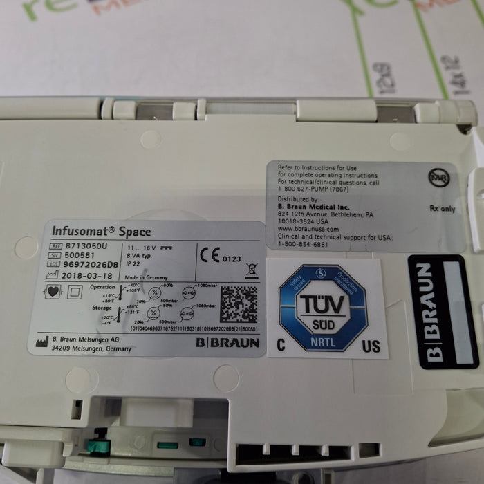 B. Braun Infusomat Space w/Pole Clamp Infusion Pump