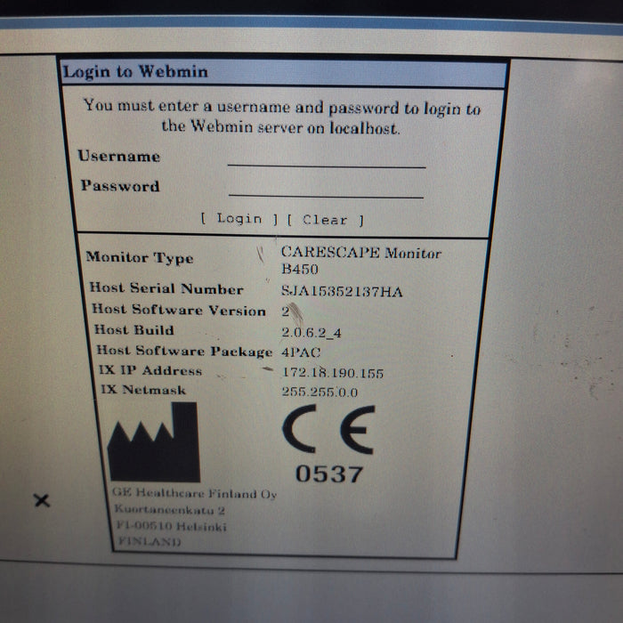 GE Healthcare Carescape B450 Post Anesthesia Care Patient Monitor