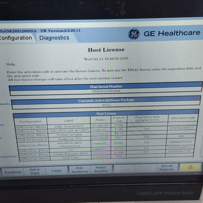 GE Healthcare Carescape B450 Critical Care Patient Monitor