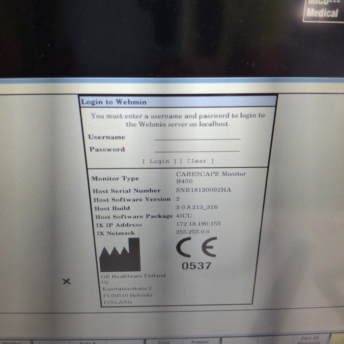 GE Healthcare Carescape B450 Critical Care Patient Monitor