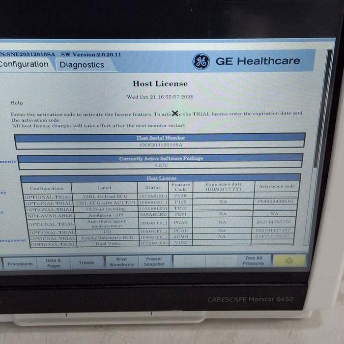 GE Healthcare Carescape B450 Critical Care Patient Monitor