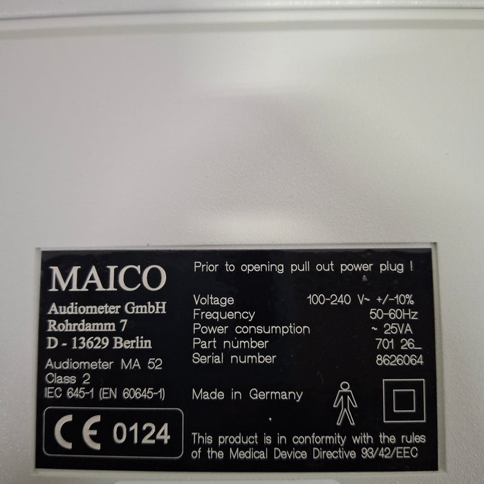 Maico MA52 Portable Audiometer