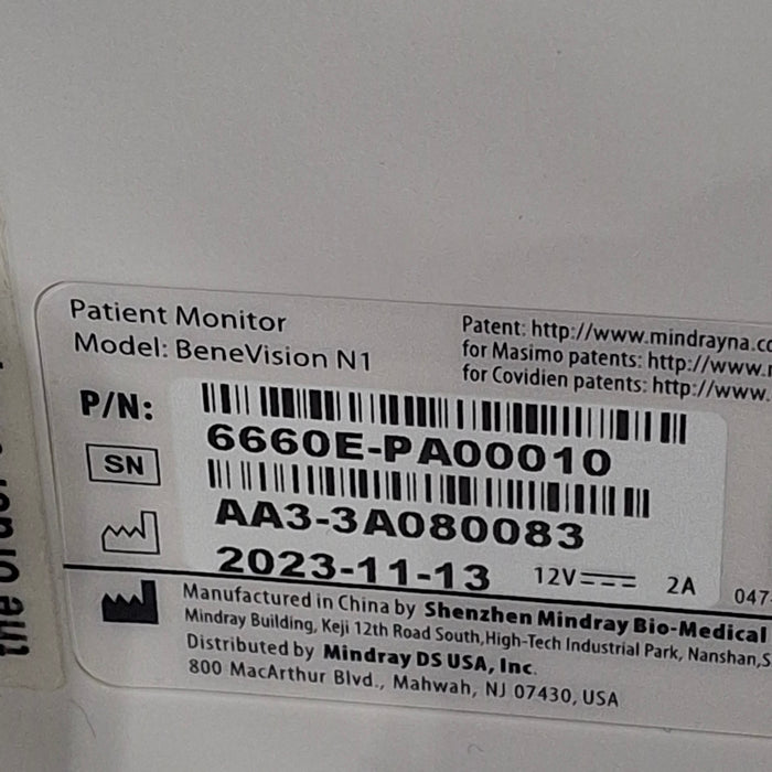 Mindray Benevision N1 Nellcor Transport Monitor