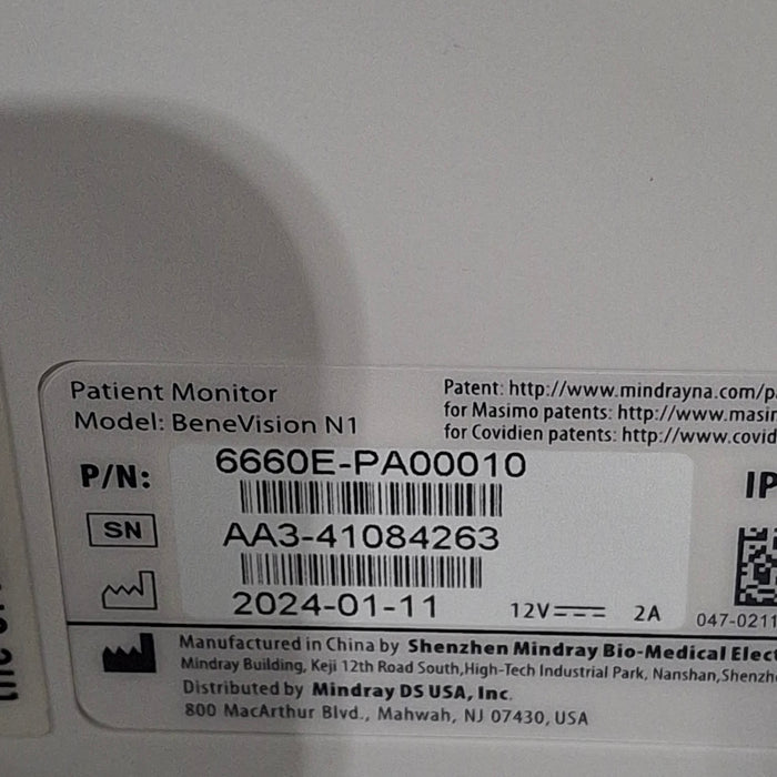 Mindray Benevision N1 Nellcor Transport Monitor