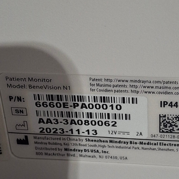 Mindray Benevision N1 Nellcor Transport Monitor