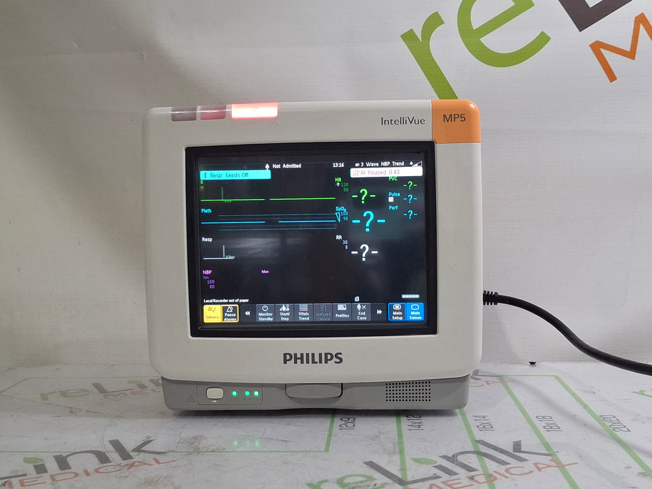 Philips Intellivue MP5 - ECG, Fast SpO2, NIBP Patient Monitor