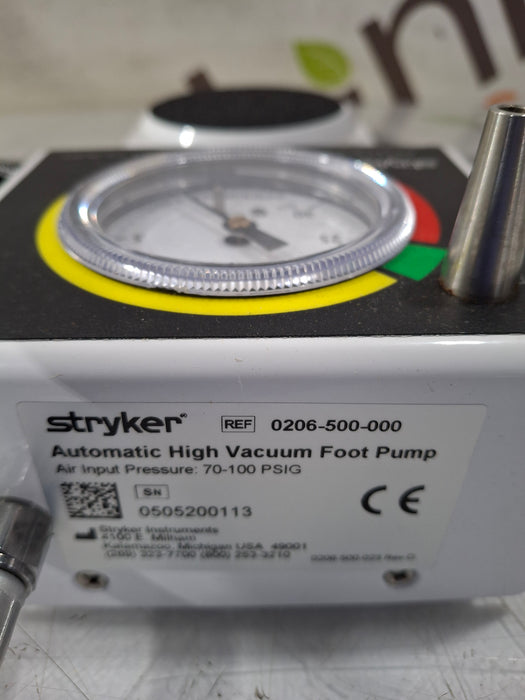 Stryker 206-500 Automatic High Vacuum Foot Pump