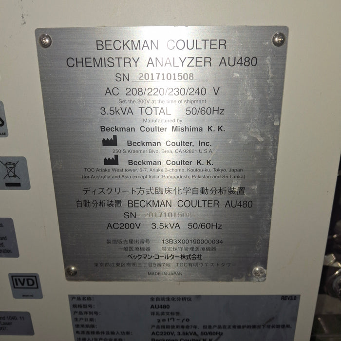 Beckman Coulter AU480 Chemistry Analyzer