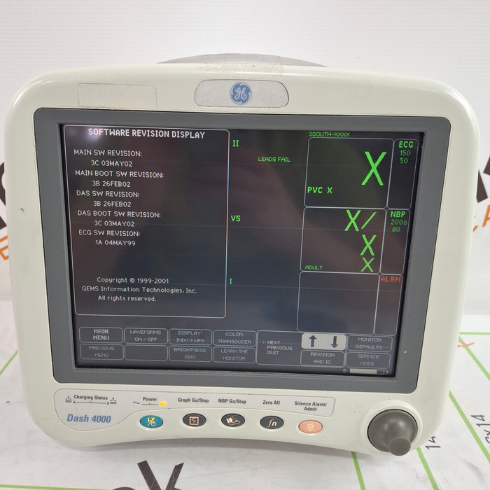 GE Healthcare Dash 4000 - Masimo SpO2 Patient Monitor