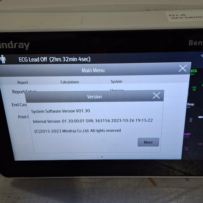 Mindray Benevision N1 Nellcor Transport Monitor