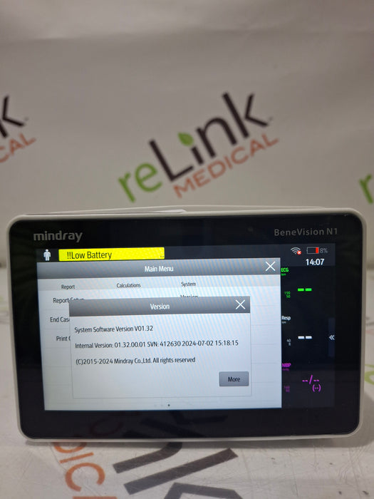 Mindray Benevision N1 Nellcor Transport Monitor