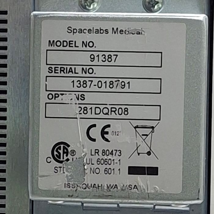 Spacelabs Healthcare Ultraview SL 91387 Patient Monitor