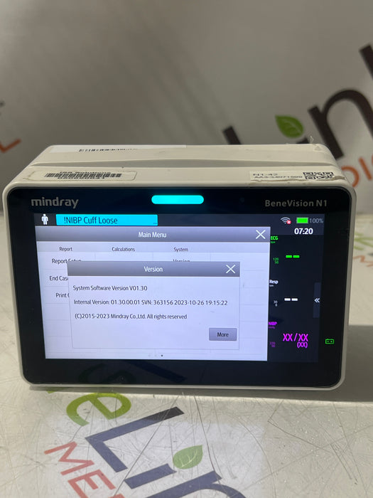 Mindray Benevision N1 Nellcor Transport Monitor