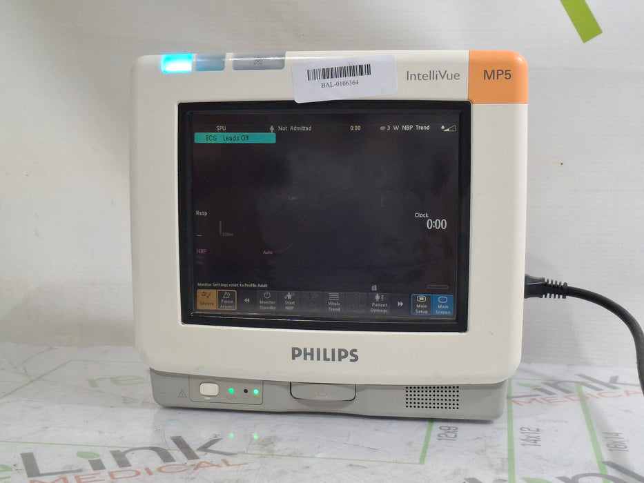 Philips Intellivue MP5 - ECG, Fast SpO2, NIBP Patient Monitor