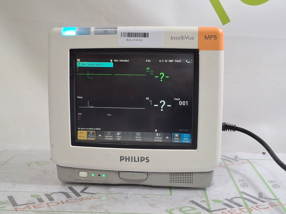 Philips Intellivue MP5 - ECG, Fast SpO2, NIBP Patient Monitor