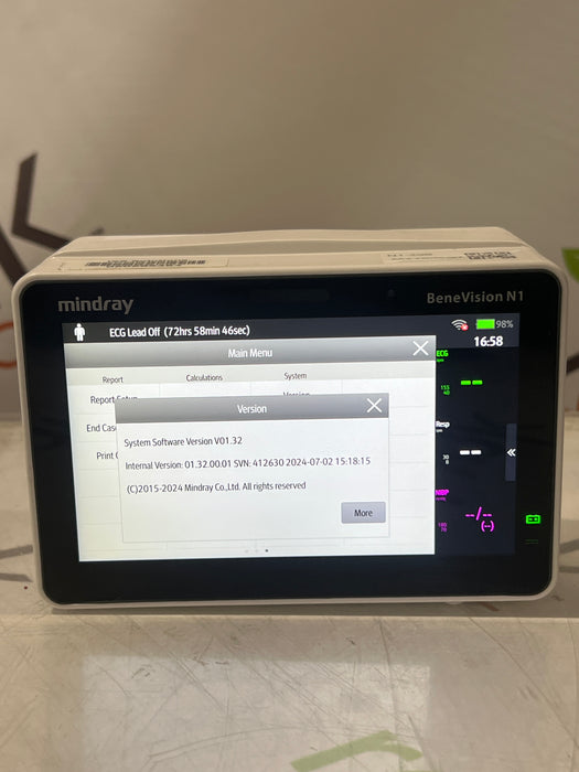 Mindray Benevision N1 Nellcor Transport Monitor