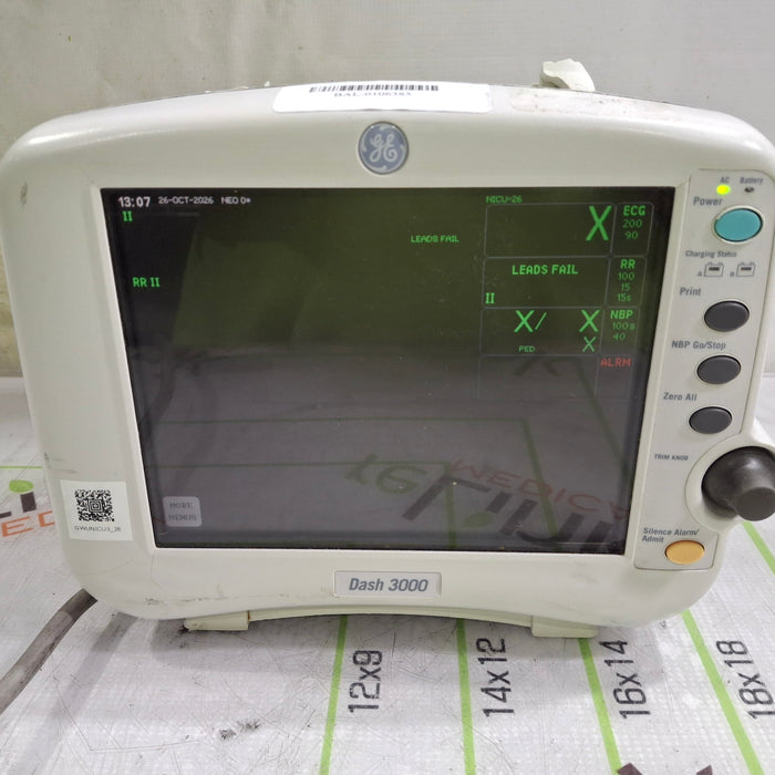 GE Healthcare Dash 3000 - Masimo SpO2 Patient Monitor
