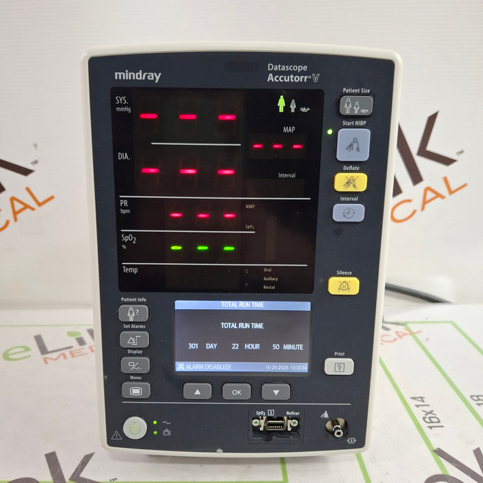 Mindray Datascope Accutorr V Vital Signs Monitor