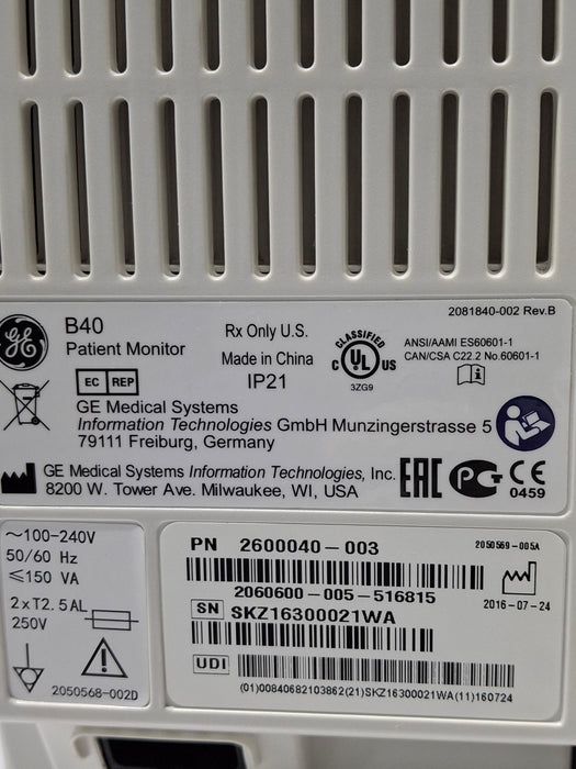 GE Healthcare B40 Patient Monitor