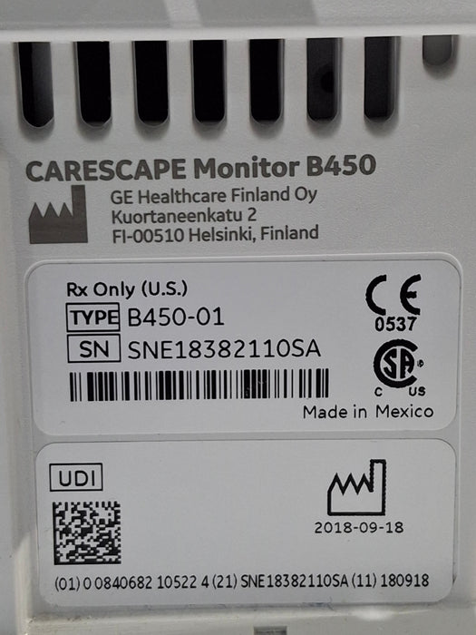 GE Healthcare Carescape B450 Critical Care Patient Monitor