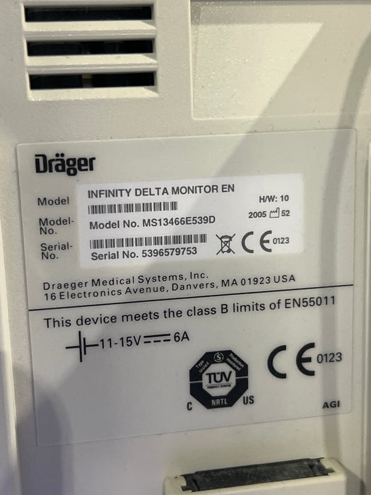 Draeger Medical Infinity Delta Patient Monitor