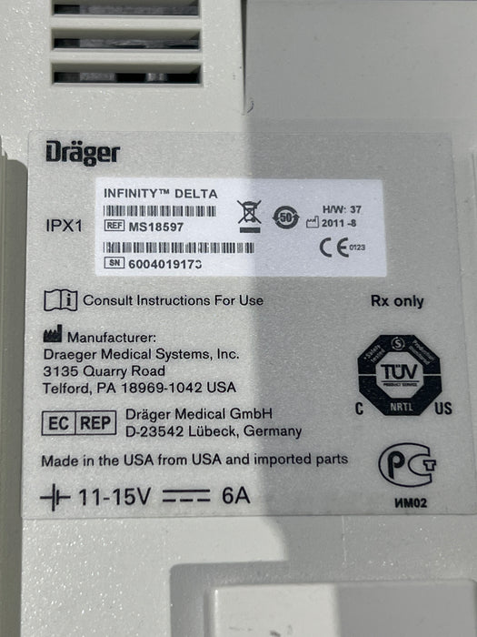 Draeger Medical Infinity Delta Patient Monitor