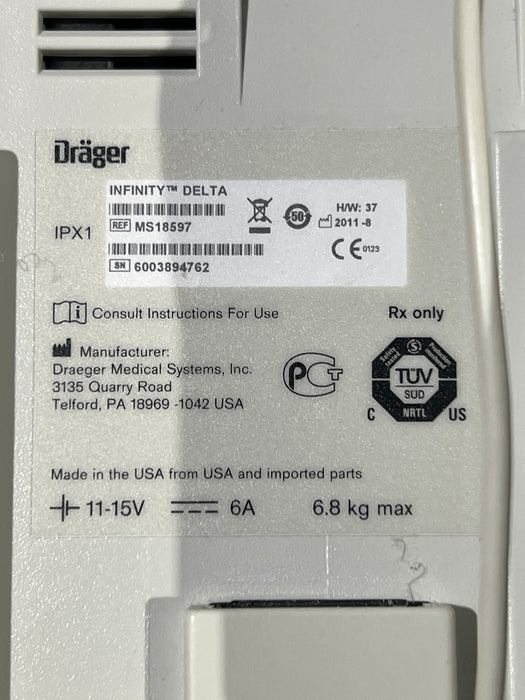 Draeger Medical Infinity Delta Patient Monitor