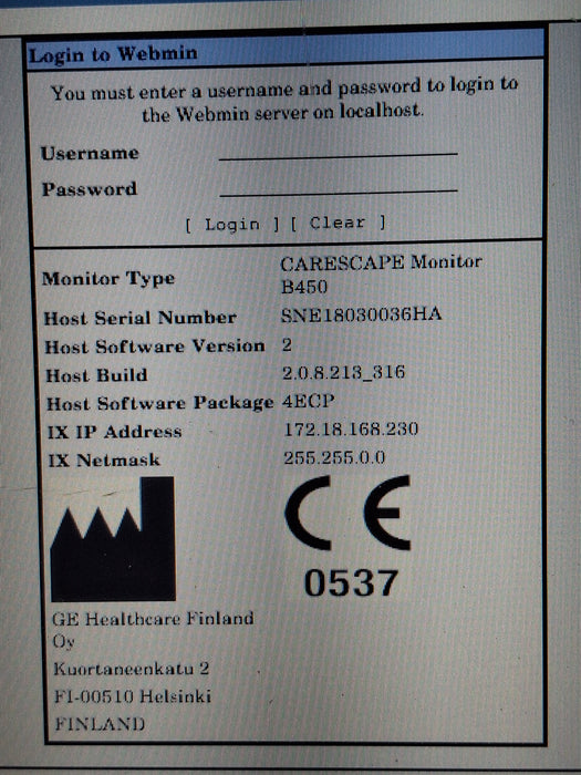 GE Healthcare Carescape B450 Patient Monitor