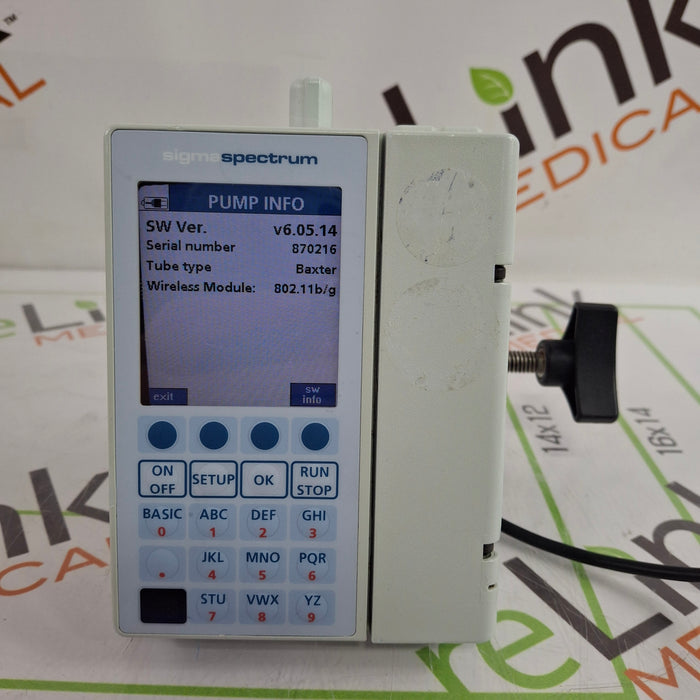 Baxter Sigma Spectrum 6.05.14 with B/G Battery Infusion Pump