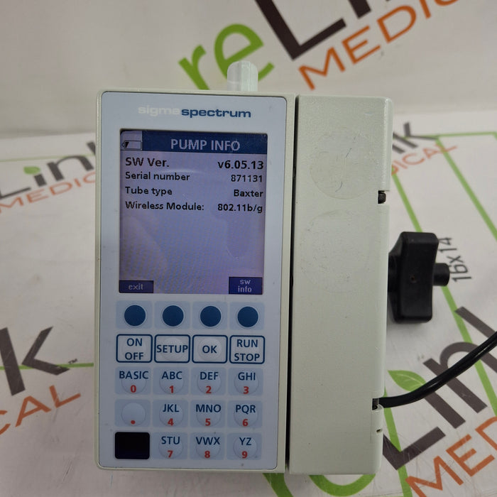 Baxter Sigma Spectrum 6.05.13 with B/G Battery Infusion Pump