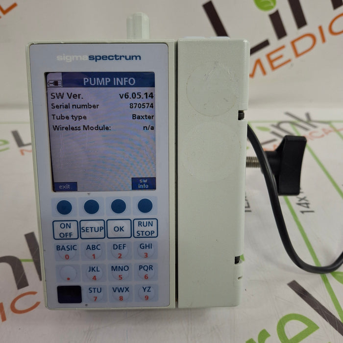 Baxter Sigma Spectrum 6.05.14 with B/G Battery Infusion Pump